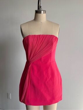 Strapless Hot Pink Mini Dress